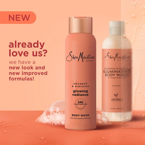 SheaMoisture Coconut Hibiscus Body Wash Glowing Radiance Glowing Radiance body wash for 24H Visible Moisture for Healthy, Glowing Skin 18 oz