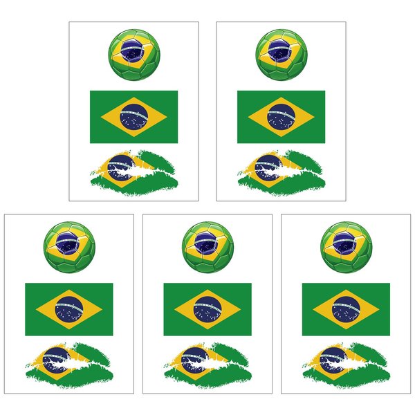 CARGEN National Flag Temporary Tattoos - 5 Sheets 3 Patterns Brazil Flag Tattoos for Brazilian Football Match World Cup Ball Game Great on Arm Face Shoulder for Kids Adults Party Festival