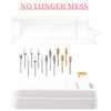 2 in 1 Nail Drill Bits Holder & Nail Drill Bits Cleaning Brush Case,30 Holes Dustproof Nail Art Drill Bits Stand Display Storage Box and Nail Drill Bits Cleaner Manicure Tools (White)