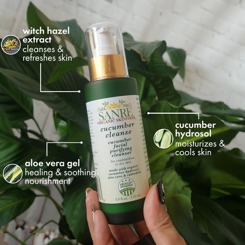 SanRe Organic Skinfood - Cucumber Cleanse - USDA Made with Organic Facial Purifying Cleanser For Dry to Combination Skin