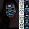 Halloween Party Tattoo Stickers Funny Face Neon Fake Tattoo Luminous Festival Accessories Decor DIY Self Adhesive Rose Scar Masquerade Temporary Tattoo Stickers for Women and Girls 4PCS