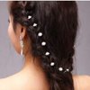 AKOAK 40 Pcs Bride Diamond Pearl Flower Tiara Wedding Bridesmaid Pearl Flower Hair Pin Delicate and Elegant Female U-pin Metal Hair Fork for Women's Hair Jewelry