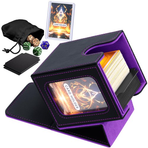 Homthy Card Deck Case with Commander Display, Card Storage Box Magic Commander Fits 100 Double Sleeved Cards Fit for MTG TCG and Sport Cards