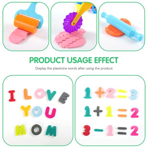 Oun Nana Dough Tools Play Dough Cutters, Various Shapes Include of Letters, Numbers, Symbols (47 PCS)
