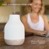 Essential Oil Diffuser Lamp, White Ceramic + Wood, Ultrasonic 180ml, Whispersoft, 4 Timers + 5 Light Settings, Auto Shut Off, Home + Office, Humidifier Air Purifier Aromatherapy