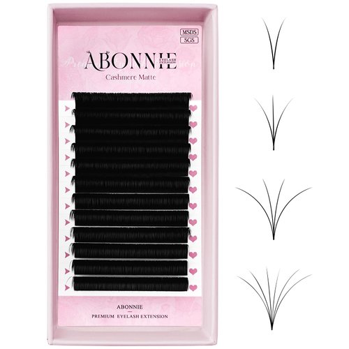 ABONNIE Easy fan lash extensions, Rapid Blooming Volume lash extensions, D Curl cashmere Fan lash extensions, 0.07 Thickness 14-22mm Mix Length Self Fanning Volume Lashes extension (D-0.07,14-22mm)