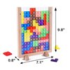 Wooden Blocks Puzzle Brain Teasers Toy, Intelligent Colorful 3D Plastic Blocks Game with Vertical Wood Frame Game Board, Tangram Educational Montessori Toys Gift for Kids Age 4-8 Years Old