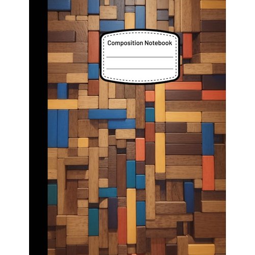 Composition Notebook: Multi Color Woods Laid out in a Tetris Style Journal | 100 Pages - Wide Ruled Paper - 8.5 x 11 Interior - Margin (Notebook, ... & Password Book, Diary, Composition Book)