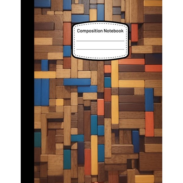 Composition Notebook: Multi Color Woods Laid out in a Tetris Style Journal | 100 Pages - Wide Ruled Paper - 8.5 x 11 Interior - Margin (Notebook, ... & Password Book, Diary, Composition Book)