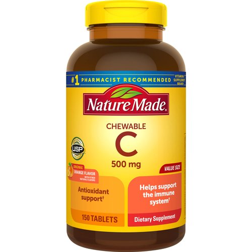 Nature Made Chewable Vitamin C 500 mg Tablets, 150 Count Value Size to Help Support the Immune System (Pack of 3)