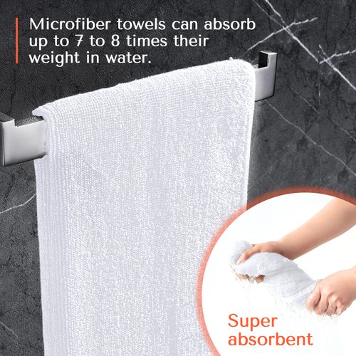 TASALON Microfiber Hair Towel - 10 Pack - Salon Towels - Quick Dry Microfiber Towels - 29 x 16 Inches Ultra-Soft Microfiber Towel for Hair, Facial Towels with Soft Absorbant - White