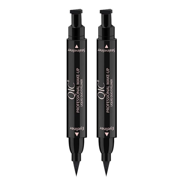 TUKEFEV Eyeliner Stamp Lines 2 Pack Eyeliner Black Liquid Eye Liner Impermeable Waterproof Smudge Proof Eyeliner Pencil for Women