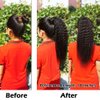 Strap Wrap Around Yaki Ponytail Human Hair Extensions, 100% Unprocessed Brazilian Hair Ponytails, Magic Paste with Comb Clip in Long Kinky Straight Pony Tail (22 Inch)