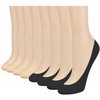 Double Couple 8 Pairs No Show Socks Women Low Cut Socks for Flats Non Slip Thin Liner Socks (4 Black & 4 Nude)