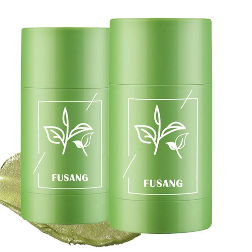 Fusang 2Pcs Green Tea Mask Stick for Face Moisturizing Green Mask Stick with Green Tea Extract,Deep Pore Cleansing,Oil Control,Removes Blackheads Hydrating Green Face Mask Stick for All Skin Types
