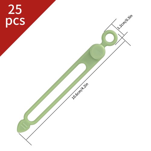 25 Pcs Silicone Cable Ties, Reusable Cable Straps Wire Organizer, Cable Management Cord Organizer for Fastening Earphone Phone Charger Home Office Desk Kitchen Appliances Cable Cords Wires