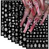 8Pcs Christmas Nail Art Stickers White Snowflake 3D Self-Adhesive Nail Decals Winter Xmas Nail Supplies with Glitter Design for Women Girls DIY Nail Decorations