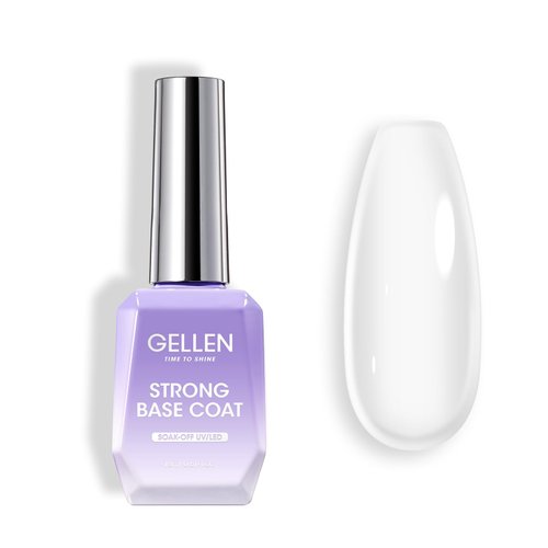 Gellen Clear Builder Rubber Base Gel Polish, 18ml Clear Sheer Base Gel for Nails 3 in 1 Nail Strengthener Base Coat Gel Nail Polish Soak Off UV Nail Gel DIY Home Nail Salon