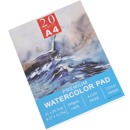 Watercolor Pad, 140lb/300gsm, 20 Sheets, Cold-Pressed, Acid-Free,Artist Painting Paper Ideal for Beginners and Students - Watercolor Paper Painting (A4)