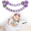 Rabbmall Birthday Decorations for Girls Purple and Silver Lavender Party Decor Kit for Her Women Including Happy Birthday Banner Pompom Flower Foil Balloons Confetti Latex Balloon Ribbons