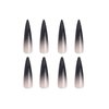 DOCVOEOMH 24Pcs Black Gradient Press on Nails Stiletto Glossy Long Fake Nails Almond Glue on Nails Full Cover False Nails Stick on Nails for Women