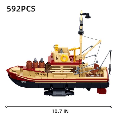 City Jaws Fishing Boat Block kit, Suitable for Lovers of Ocean Exploration and Sea Fishing as an Ornament - Marine Toys Designed for Children and Adults Aged 6+ (592 PCS Compatible with Lego.…