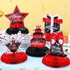 Leyndo 9 Pcs Red and Black Table Decorations Honeycomb Centerpieces Birthday Table Decorations Red Black Centerpieces for Tables Party Supplies Table Topper Sign for Adults