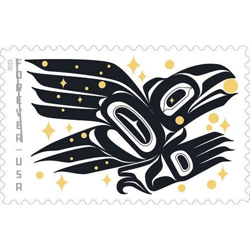 USPS Raven Story Forever Postage Stamps - Full Sheet of 20 Stamps - Rico Worl | Indigenous Artwork | American Folklore