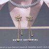 Yheakne Vintage Crystal Butterfly Stud Earrings Gold Long Chain Earrings Thin Drop Chain Earrings Cz Paved Butterfly Earrings Retro Hanging Chain Earrings Jewelry for Women
