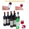 NUOBESTY Mini Bottles 18Pcs Dollhouse Champagne Set Miniature Red Wine Bottle Mini Cocktail Glasses Drink Cups for Dollhouse Decoration Mini Wine Bottles
