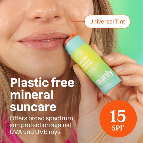 ATTITUDE Tinted Lip Balm with SPF 15, EWG Verified, Plastic-Free, Broad Spectrum UVA/UVB Protection with Zinc Oxide, Vegan, Unscented, 0.3 Ounce
