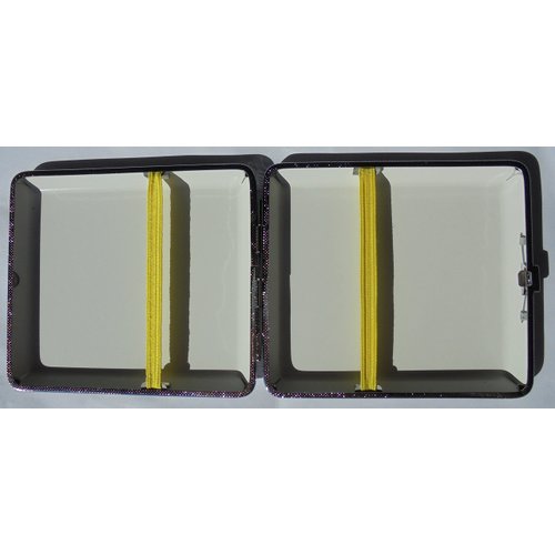 Metal Frame Cigarette Case Wolf Design - Book Open Style - Fits 100s