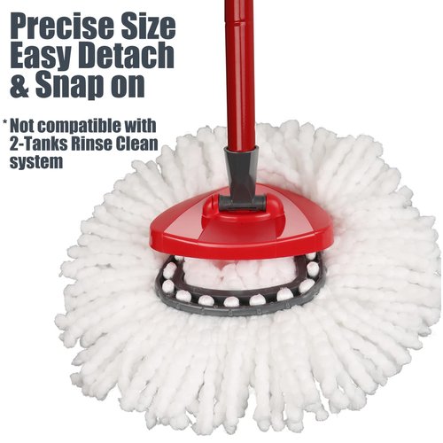 Mop Replace Head [ 3 Pack ] Mop Refills Compatible with Triangle Spin Mop, 100% Microfiber, Deep Cleaning Machine Washable and Easy-to-Replace