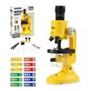Science Kits for Kids Beginner Microscope with LED 100X 400X and 1200X-Include Sample Prepared Slides 12pc- Educational Toy Birthday Valentine's Day Gift Yellow