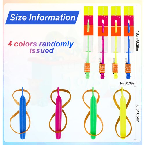 60pcs Led Arrow Helicopter Flying Toy Party Fun Gift Elastic Slingshot Flying Copters Birthdays Summer Day Party Favors Outdoor Game for Kids