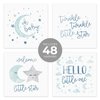 Starry Delight Baby Shower Beverage Napkins / 48 Twinkle Star And Moon Cocktail Napkins / 4 3/4" x 4 3/4" Little Star 3 Ply Napkins / 4 Pastel Night Sky Designs/Gender Neutral Baby Party Supplies