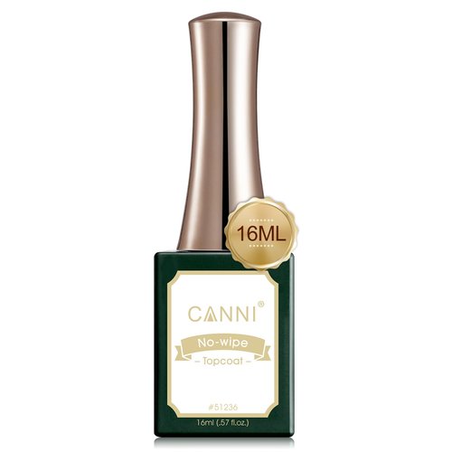 CANNI 16ml No Wipe Gel Top Coat - High Gloss Shiny and Long Lasting Clear Gel Nail Polish Color Soak Off UV LED Nail Gel Polish Nail Art Starter Manicure Salon DIY at Home