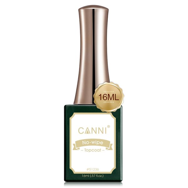 CANNI 16ml No Wipe Gel Top Coat - High Gloss Shiny and Long Lasting Clear Gel Nail Polish Color Soak Off UV LED Nail Gel Polish Nail Art Starter Manicure Salon DIY at Home