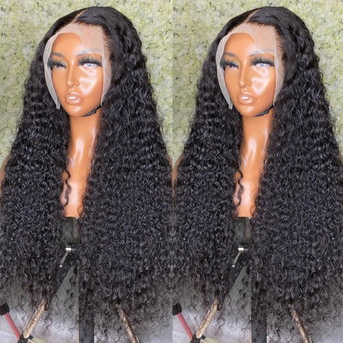 SUNTU Hair Transparent 13x4 Lace Front Wigs Water Wave Human Hair Wigs for Black Women 180% Density Peruvian Wet and Wavy Curly Lace Front Wigs Glueless Natural Hairline (20inch)