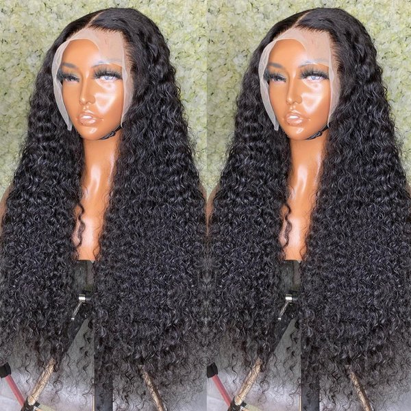 SUNTU Hair Transparent 13x4 Lace Front Wigs Water Wave Human Hair Wigs for Black Women 180% Density Peruvian Wet and Wavy Curly Lace Front Wigs Glueless Natural Hairline (20inch)