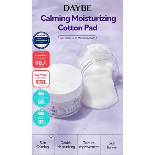 DAYBE Toner Pad Calming Moisturizing Soothing Toner Cotton Pad 100 Pads | Free Full Size Sample (Random) | Super Centella™ and 6 Hyaluronic Acids Toner-Soaked Pads | Pack of 2