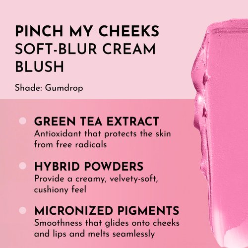 LAWLESS Pinch My Cheeks Soft-Blur Cream Blush - Gumdrop - Premium Blush with Natural Ingredients to Re-Energize and Protect the Skin While Imparting a Soft, Cloudy Finish - 0.18 oz