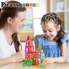 PicassoTiles Magnet Tile Building Blocks 48 Piece Travel Sized Playset with Windows and Clip-on Doors Construction Stacking Magnetic Tiles Block Learning Educational STEM Toy Boys Girls Age 3+ PTM48