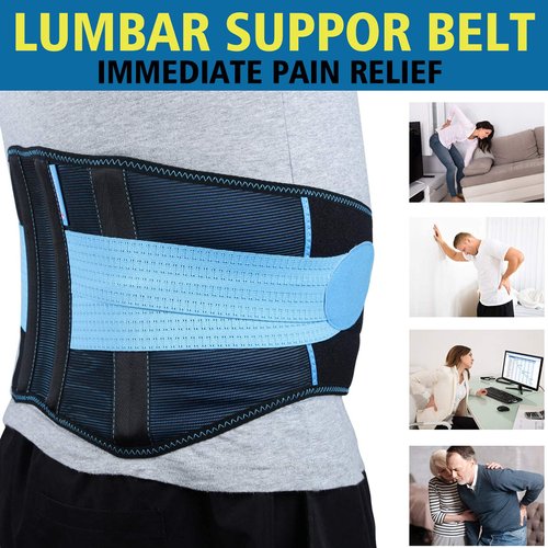 T TIMTAKBO 2.0 Version Lower Back Brace for Pain Relief, Back Brace for Lifting at Work, Back Brace for Herniated Disc and Sciatica, Back Support Belt for Women Men (Blue, L/XL Fit 32"-39")