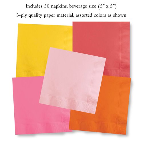 Groovy Party Paper Napkins for Retro Birthday, Hippy Party, Birthday Tableware, Party Supplies, Beverage Size, 50ct