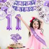 Purple 11th Birthday Decorations for Girls, Includes Happy Birthday Banner, Balloons, Silver Crown, Lavender Glitter 11 Year Old Cake Topper and It’s my 11th Birthday Sash, 11th Birthday Gifts