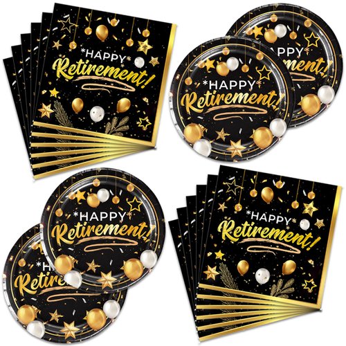 40pcs Retirement Birthday Party Supplies-Retirement Party Decorations Tableware For Kids, Plate, Napkin Party Decorations Dinnerware