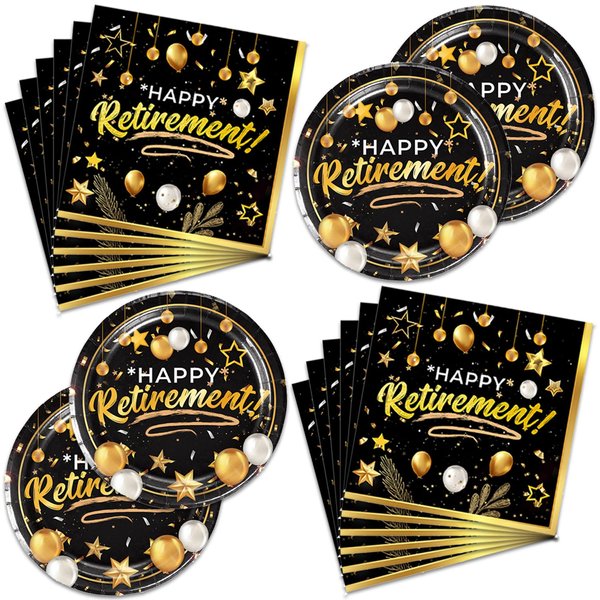 40pcs Retirement Birthday Party Supplies-Retirement Party Decorations Tableware For Kids, Plate, Napkin Party Decorations Dinnerware