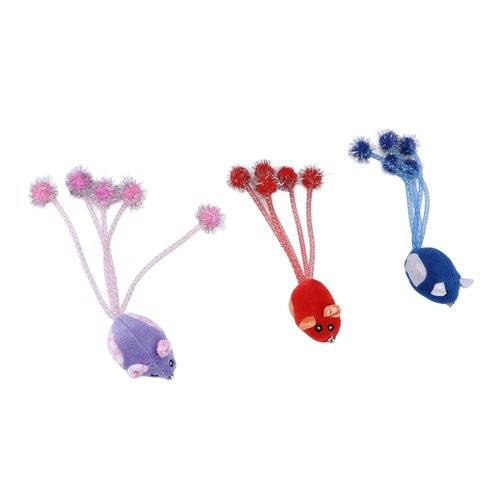 Mice Furry Pet Cat Toy, 8.7in Christmas Mouse Cat Toy Set for Cat Kitten