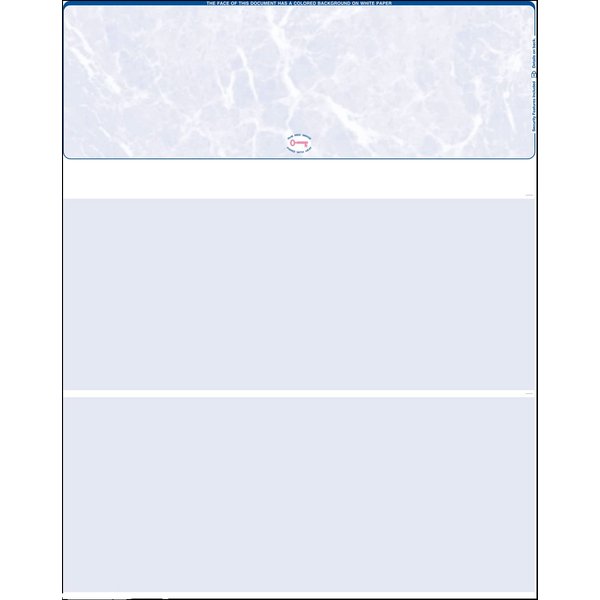 Stockchecks 1000 Top Blue Marble Blank Laser Checks